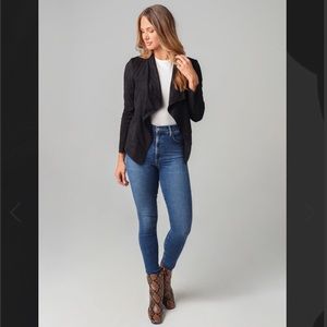 BB Dakota Wade Faux Suede Drape Front Jacket in L